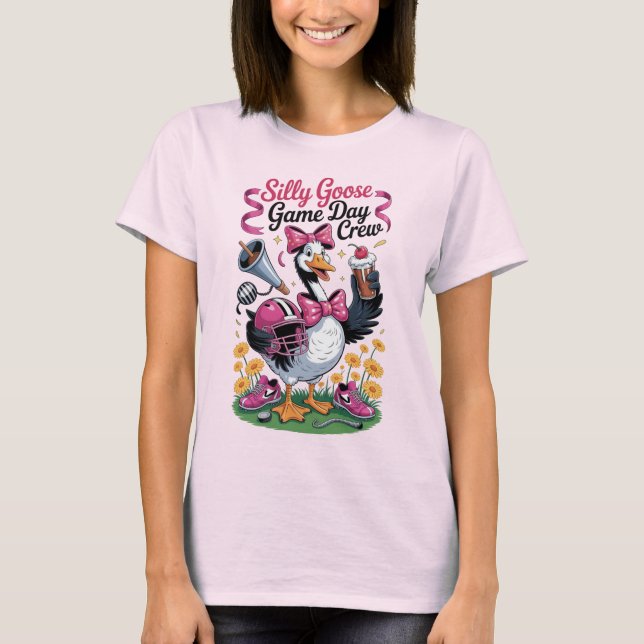 T-shirt Funny Silly Goose Football Game Day Crew Tee (Devant)
