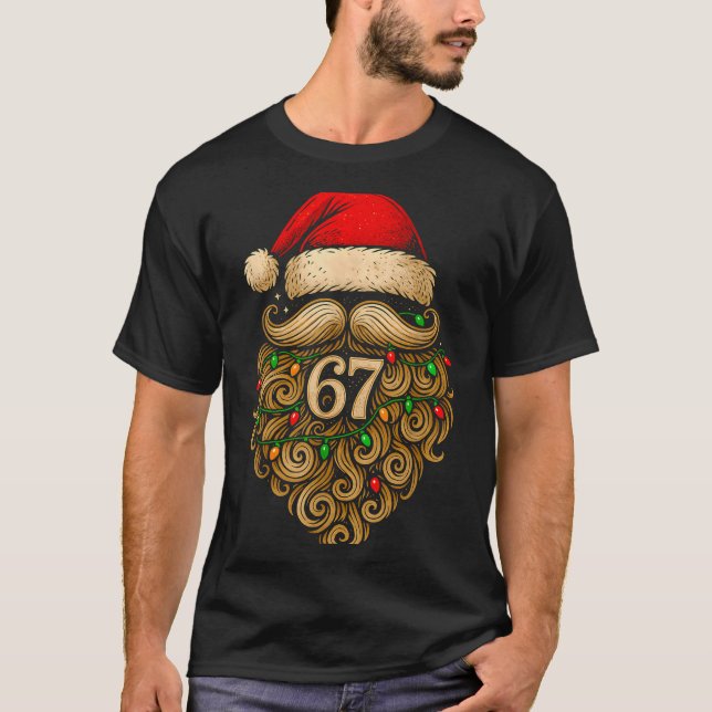 T-shirt Funny Six Seven 6 7 Meme Santa Beard Christmas Men (Devant)
