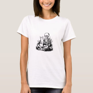 T-shirt Funny Skeleton Cat Skull Kitty Cute Cat Goth Hallo