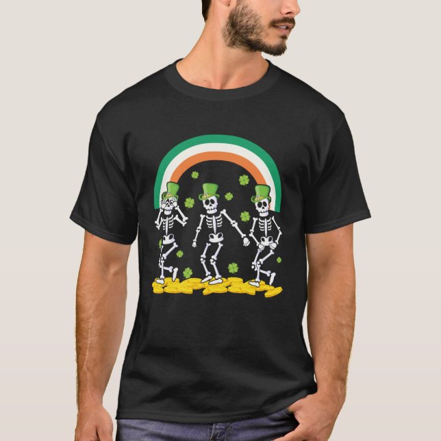 T-shirt Funny Skeleton Leprechaun Griddy Dance St Patricks (Devant)