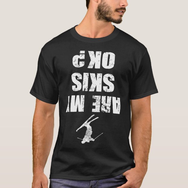 T-shirt Funny Ski Tee Distressed Skiing Winter Sports Ski  (Devant)