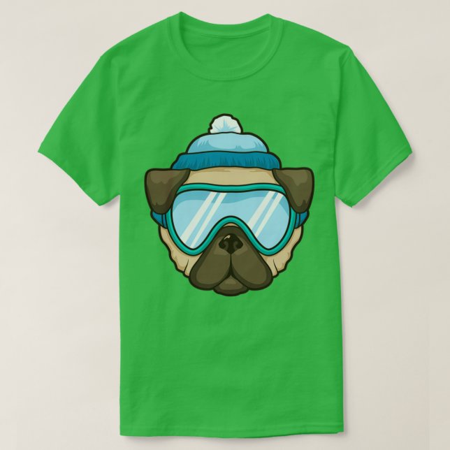 T-shirt Funny Skier Snowboard Ski Chien Carlin Lover Cadea (Design devant)