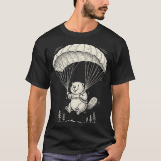 T-shirt Funny Skydiving Beaver Design Cute Parachute
