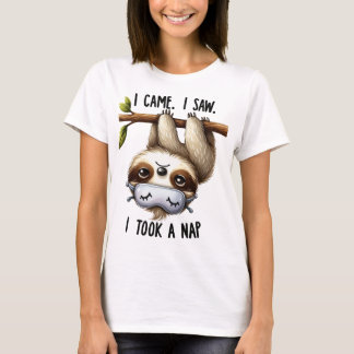 T-SHIRT FUNNY SLOTH HANGING FROM A TREE