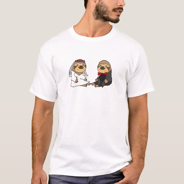 T-shirt Funny Sloth Mariée et Mariage de chambre (Devant)