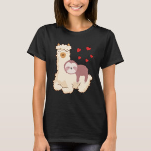 T-shirt Funny Sloth Riding Llama Shirt drôle Coeurs d'Alp