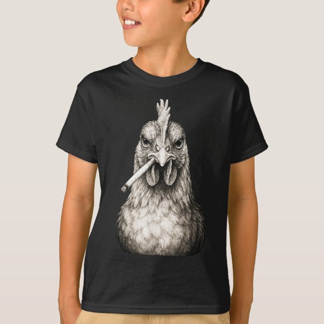 T-shirt Funny Smoking Chicken Cigarette Gen Z Meme Farm An (Devant)