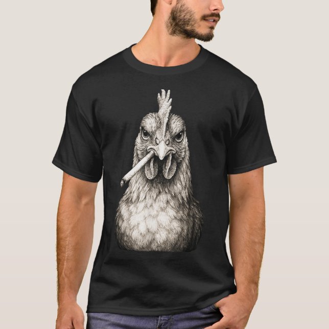T-shirt Funny Smoking Chicken Cigarette Gen Z Meme Farm An (Devant)