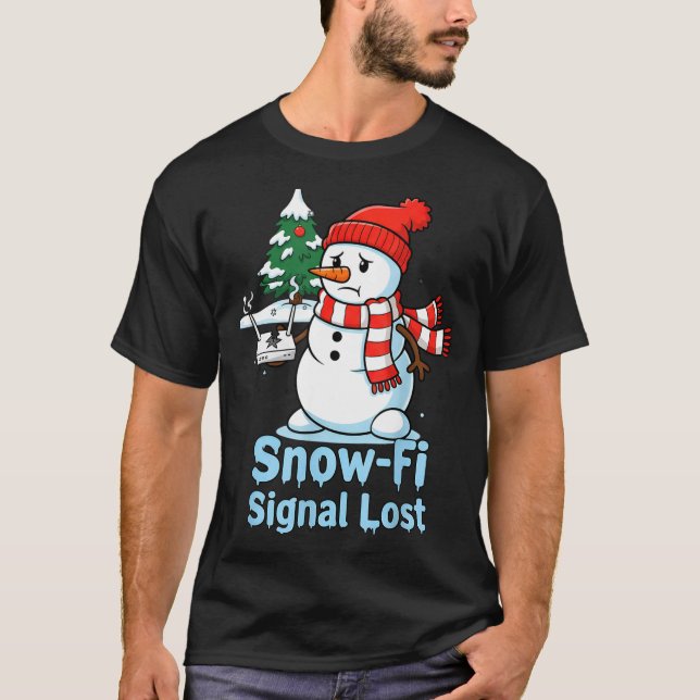 T-shirt Funny Snow-fi Signal Lost Snowman Christmas Design (Devant)