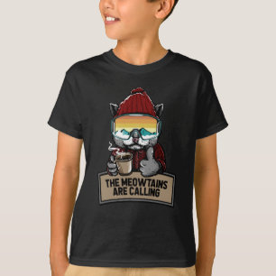 T-shirt Funny Snowboard Ski Chat Snow Goggings Montagnes