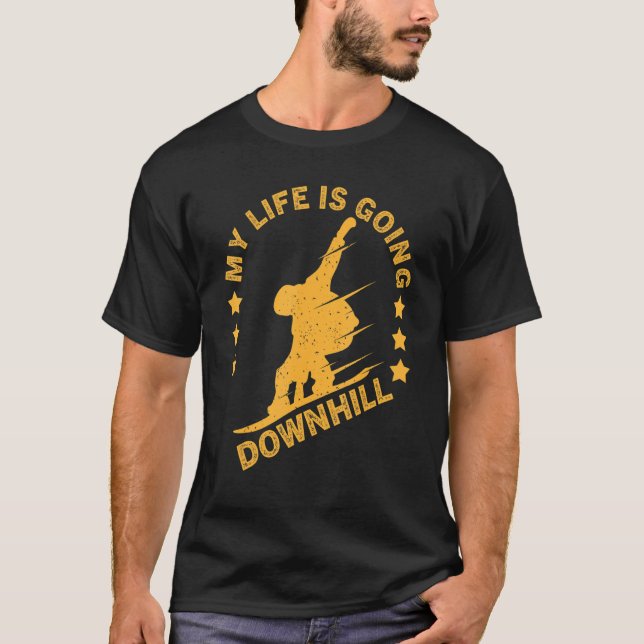 T-shirt Funny Snowboarding My Life Is Going Downhill Snowb (Devant)