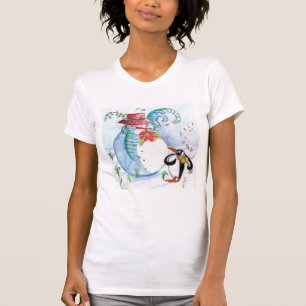 T-shirt FUNNY SNOWMAN AND PENGUIN's WINTER SERENADE