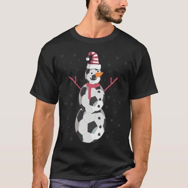 T-shirt Funny Soccer Snowman Christmas New Year Gift (Devant)