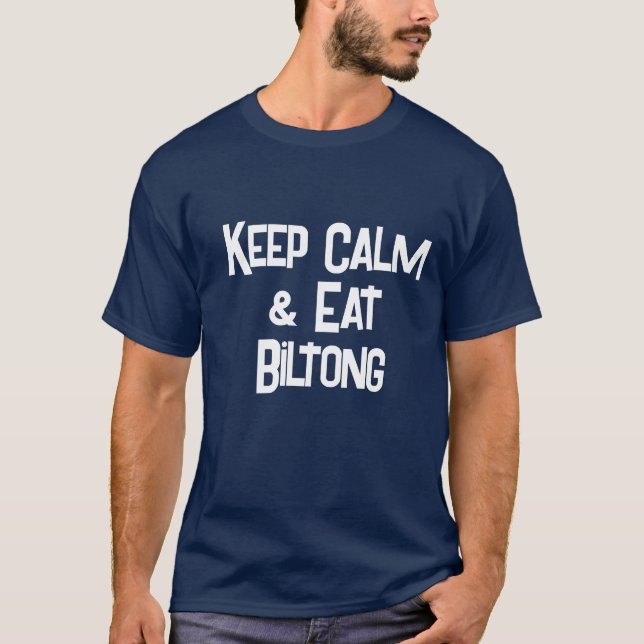 T-shirt Funny South African KeepCalm & Eat Biltong Mens (Devant)