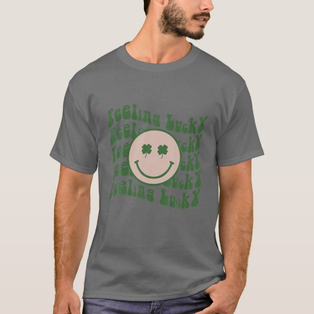 T-shirt Funny St Patrick Day Feint Lucky Smile Face Meme (Devant)