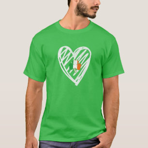 T-shirt Funny St Patrick's Day Green Shamrock Heart Irish