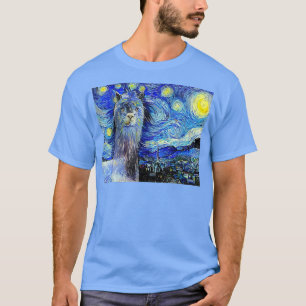 T-shirt Funny Starry Nuit Vincent Van Gogh Alpaca Llama