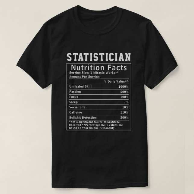 T-shirt Funny Statistician Nutrition Facts Data Science  (Design devant)