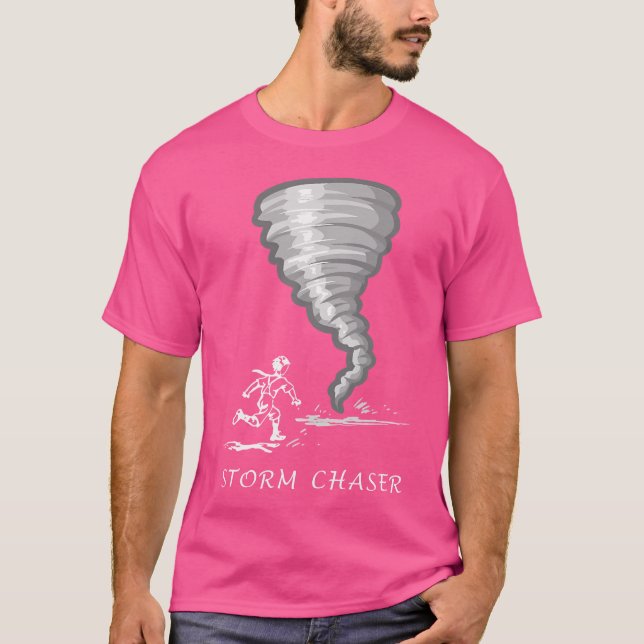 T-shirt Funny Storm Chasing With Man Running Toward Tornad (Devant)