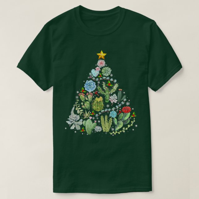 T-shirt Funny Succulent Christmas Tree Cactus Gardener Xma (Design devant)