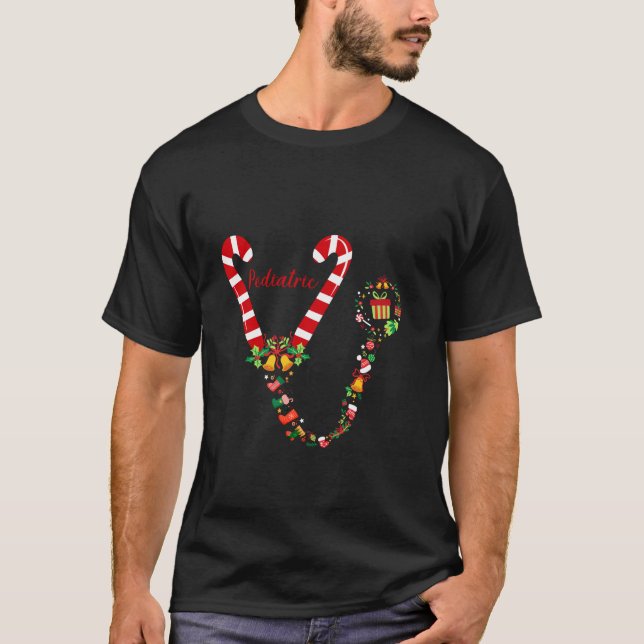 T-shirt Funny Sucre de canne Stethoscope Infirmière pédiat (Devant)
