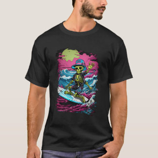 T-shirt Funny Surf Éffrayant Zombie Skeleton Halloween Gar
