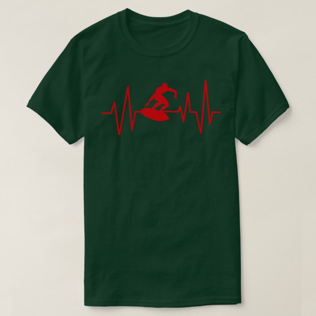 T-shirt Funny Surf Surf Wave Heartbeat (Design devant)