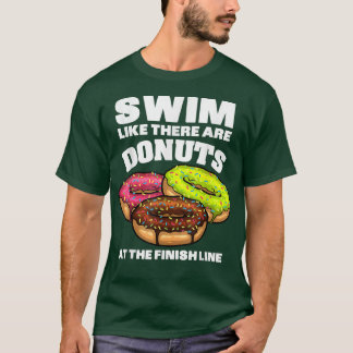 T-shirt Funny Swimming Donut Design Men Women Swimmer Spor