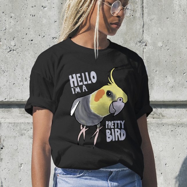 T-shirt Funny Talking Grey Cockatiel Hello Pretty Bird (Créateur téléchargé)