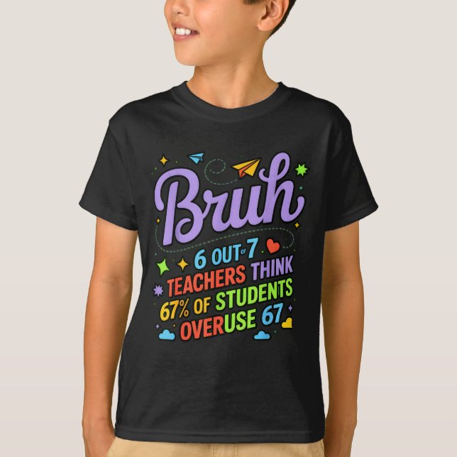 T-shirt Funny Teacher Quote Bruh 6 Out Of 7 Teachers Think (Devant)