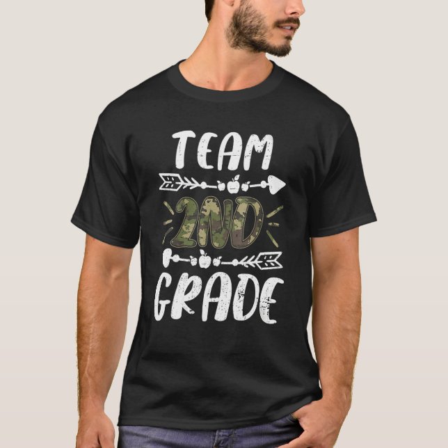 T-shirt Funny Team 2nd Grade Camo Teacher Student Back To  (Devant)