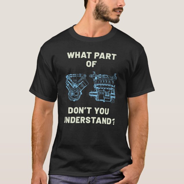 T-shirt Funny Technician Car Engine (Devant)