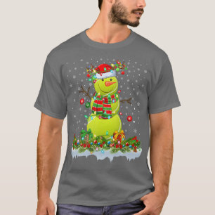 T-shirt Funny Tennis Ball Snowman Xmas Lights Tennis Chris