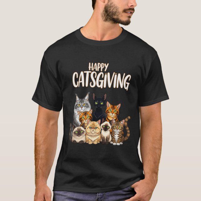 T-shirt Funny Thanksgiving Cat Lovers Gift Happy Catsgivin (Devant)