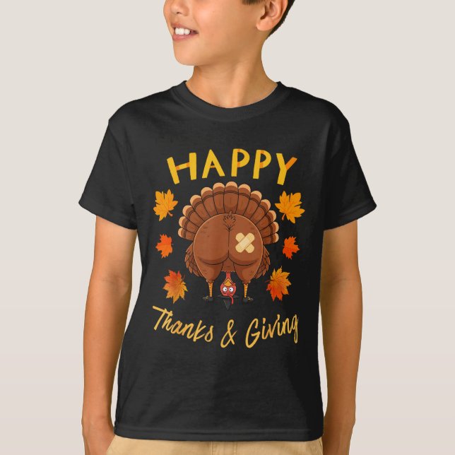 T-shirt Funny Thanksgiving Guess What Turkey Butt  (Devant)