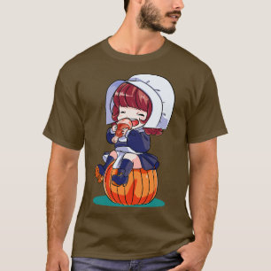 T-shirt Funny Thanksgiving Pilgrim Girl Citrouille Turquie