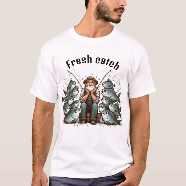 T-shirt Funny Tired Fisherman Fish Tee (Devant)
