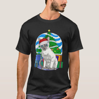 T-shirt Funny Tonkinese Cat Santa Christmas Tree Decor