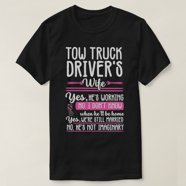 T-shirt Funny Tow Conducteur Camion Opérateur Femme Fille  (Design devant)
