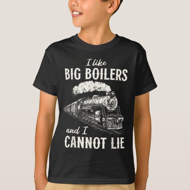 T-shirt Funny Train Big Boilers Steam Locomotive Freight  (Devant)
