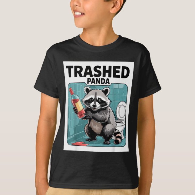 T-shirt Funny Trashed Panda Raccoon Gets Drunk  (Devant)