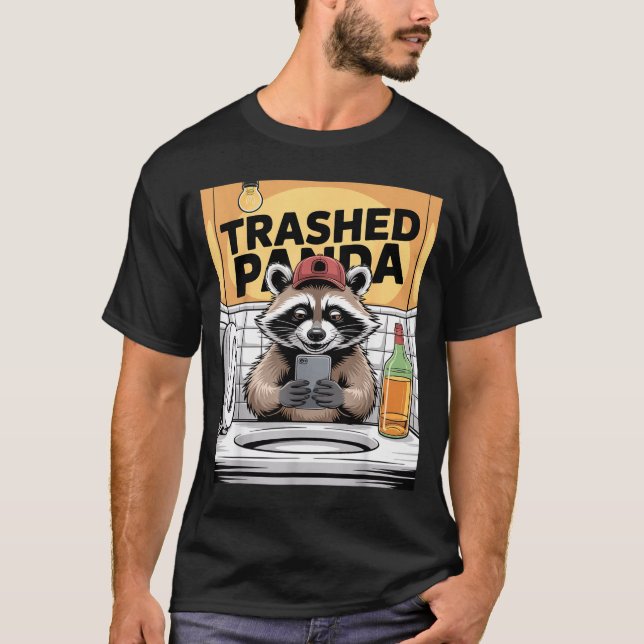 T-shirt Funny Trashed Panda Raccoon Gets Drunk  (Devant)