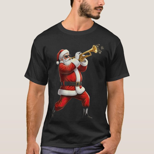 T-shirt Funny Trumpet Santa Christmas Graphic Player Trump (Devant)