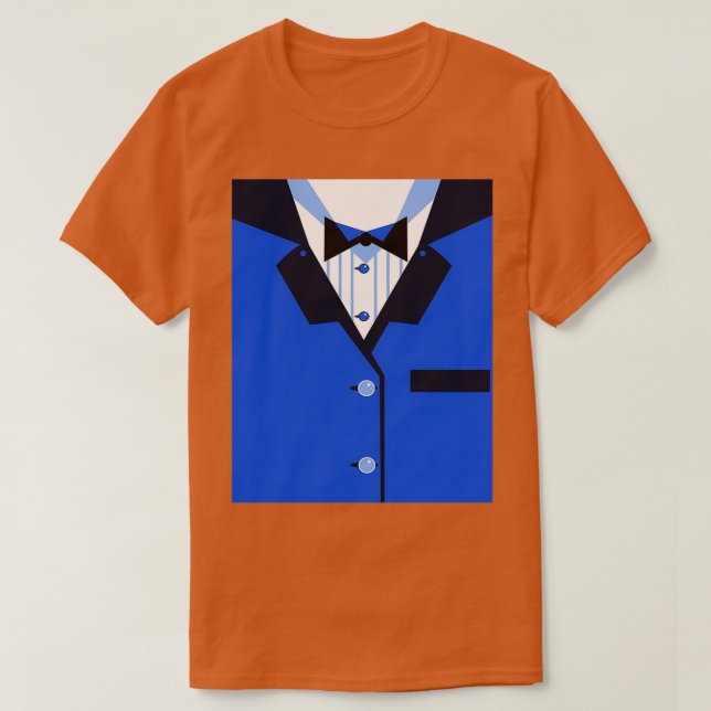 T-shirt Funny Tuxedo Dinner Jacket Blue Black Bowtie Meat  (Design devant)