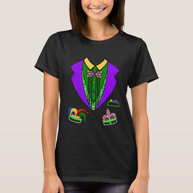 T-shirt Funny Tuxedo Mardi Gras Suit Vest Party Festival B (Devant)