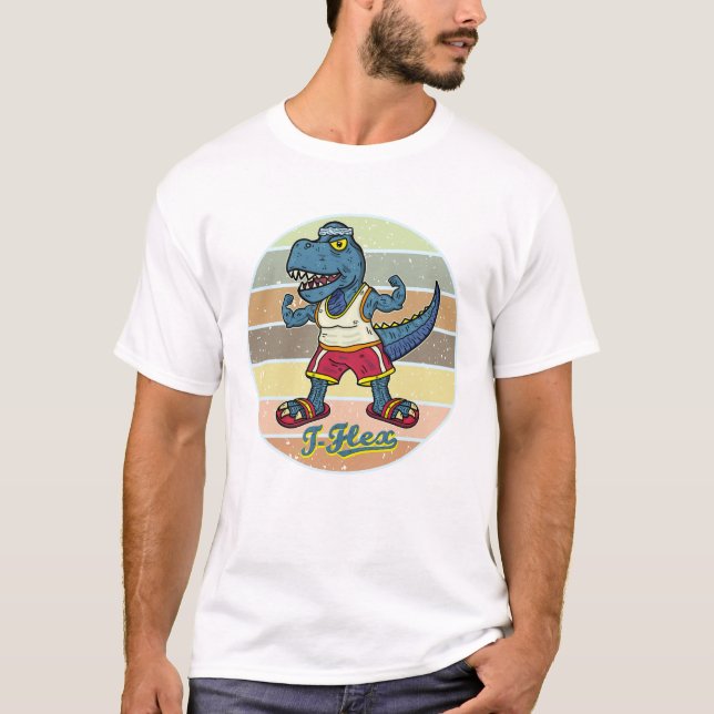 T-shirt Funny Tyrannosaurus Rex T-Flex Workout Cool rétro (Devant)