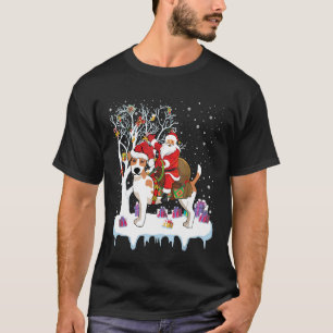 T-shirt Funny Ugly Santa Riding Jack Russell Terrier Dog C