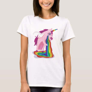 T-shirt Funny Unicorn Vomting Rainbows Sick Novelty Gag
