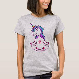 T-shirt Funny Unicorn Zen Yoga méditation Lotus Ohm