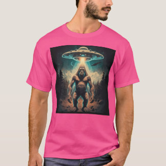 T-shirt Funny Unique Selfie Bigfoot Avec Ufos bizarre
